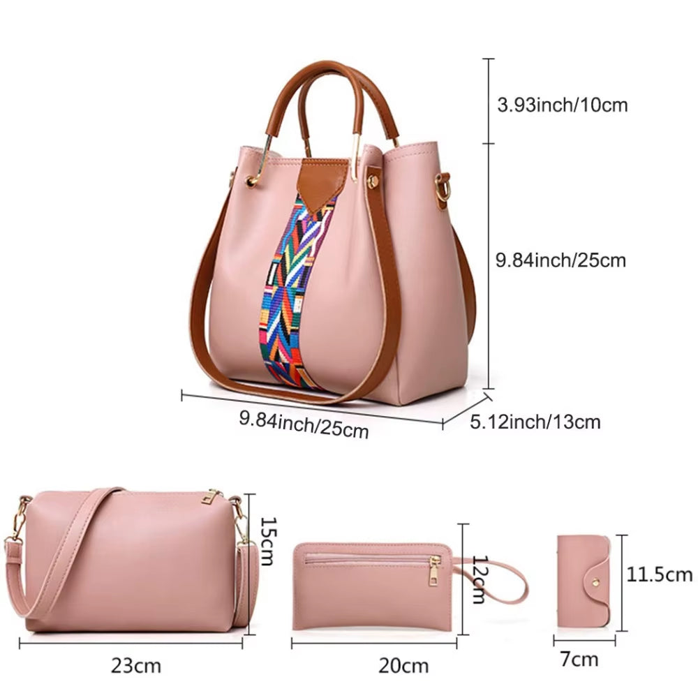 Elevate Your Style with the 4-Piece Women's Handbag Set - Chic Tote, Versatile Shoulder Bag, Trendy Crossbody, and Matching Wallet in Soft PU Leather