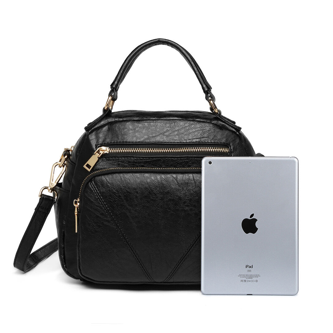 Chic and Versatile Faux Leather Bowler Crossbody Bag for Effortless Style