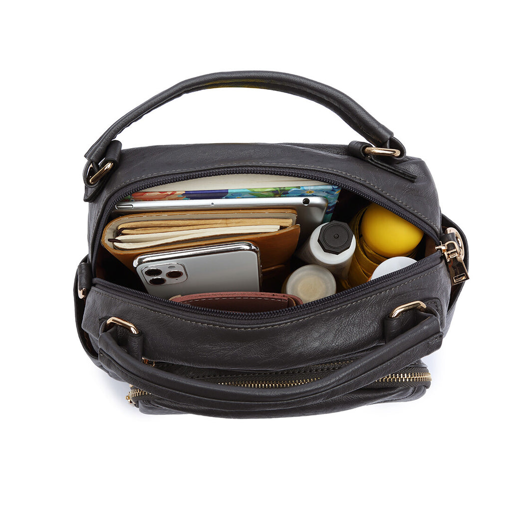 Chic and Versatile Faux Leather Bowler Crossbody Bag for Effortless Style