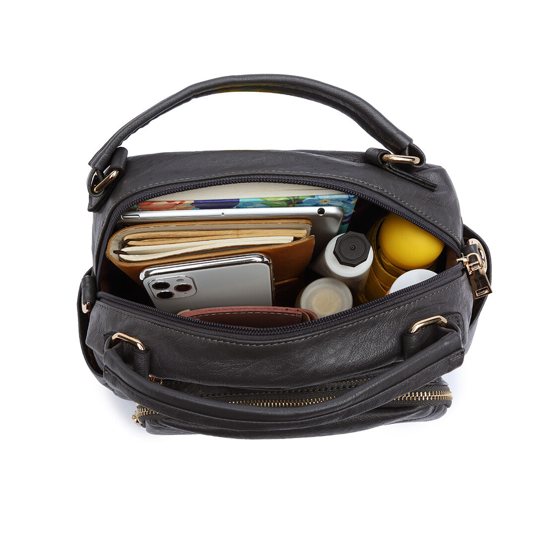 Chic and Versatile Faux Leather Bowler Crossbody Bag for Effortless Style