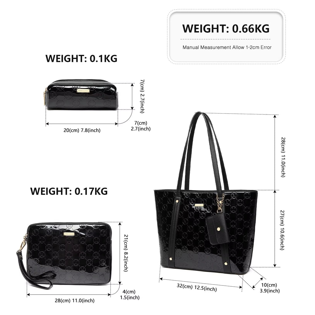 Elevate Your Style with the Women's 3-Piece PU Leather Tote Bag Set - Perfect for Every Occasion