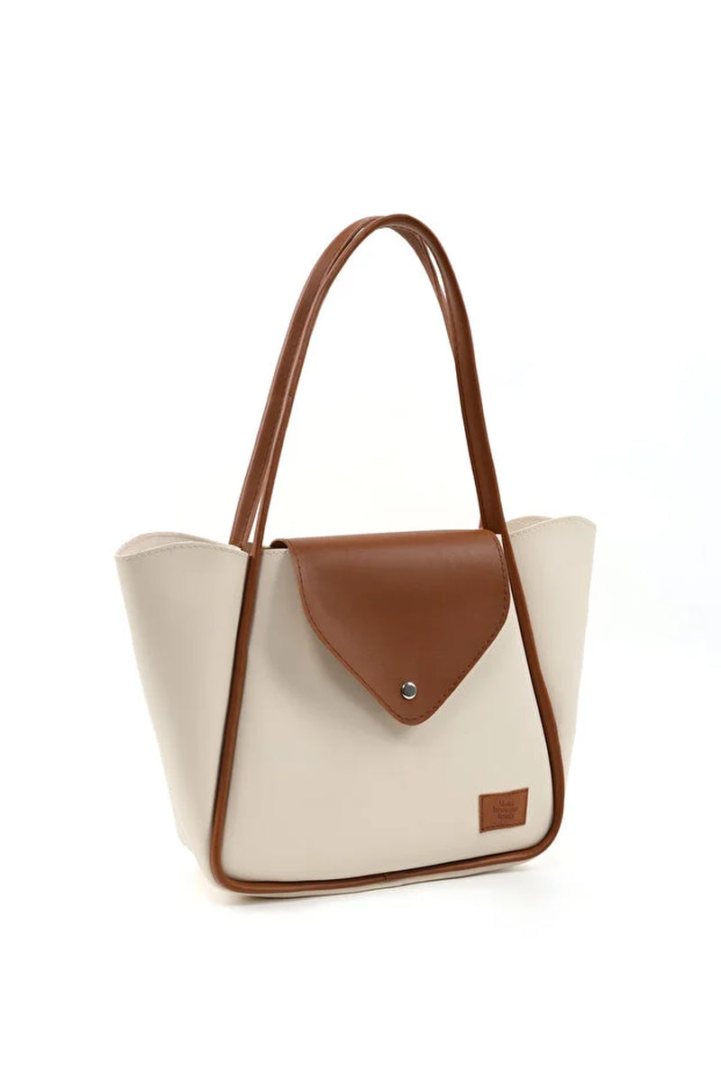 Stylish and Versatile Large Faux Leather Tote Bag with Snap Closure - Perfect for Any Occasion!