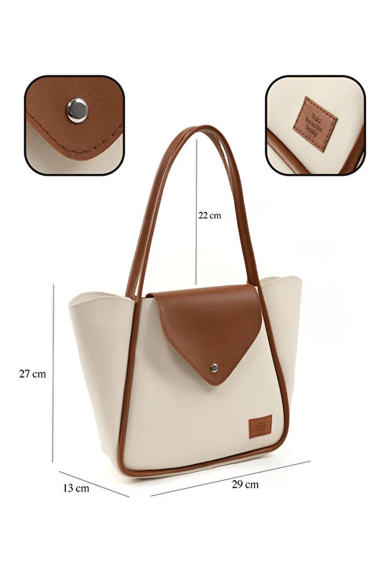 Stylish and Versatile Large Faux Leather Tote Bag with Snap Closure - Perfect for Any Occasion!