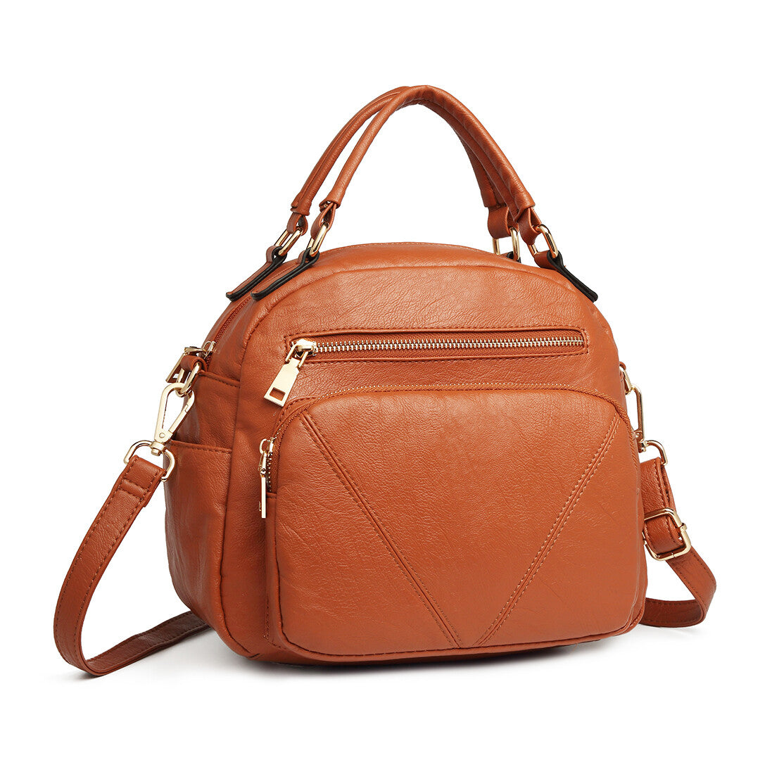 Chic and Versatile Faux Leather Bowler Crossbody Bag for Effortless Style