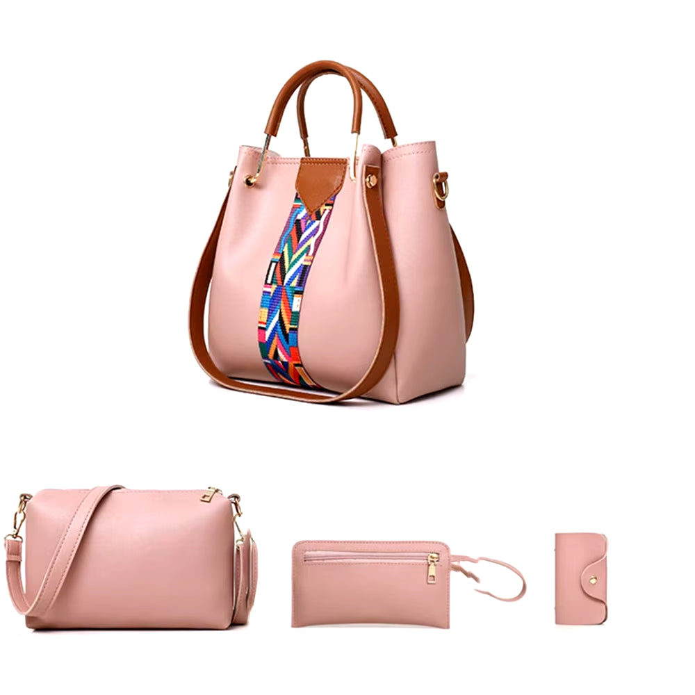 Elevate Your Style with the 4-Piece Women's Handbag Set - Chic Tote, Versatile Shoulder Bag, Trendy Crossbody, and Matching Wallet in Soft PU Leather