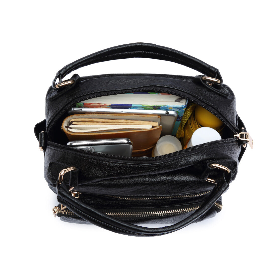 Chic and Versatile Faux Leather Bowler Crossbody Bag for Effortless Style