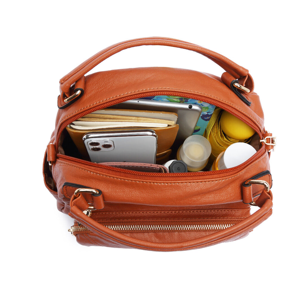 Chic and Versatile Faux Leather Bowler Crossbody Bag for Effortless Style