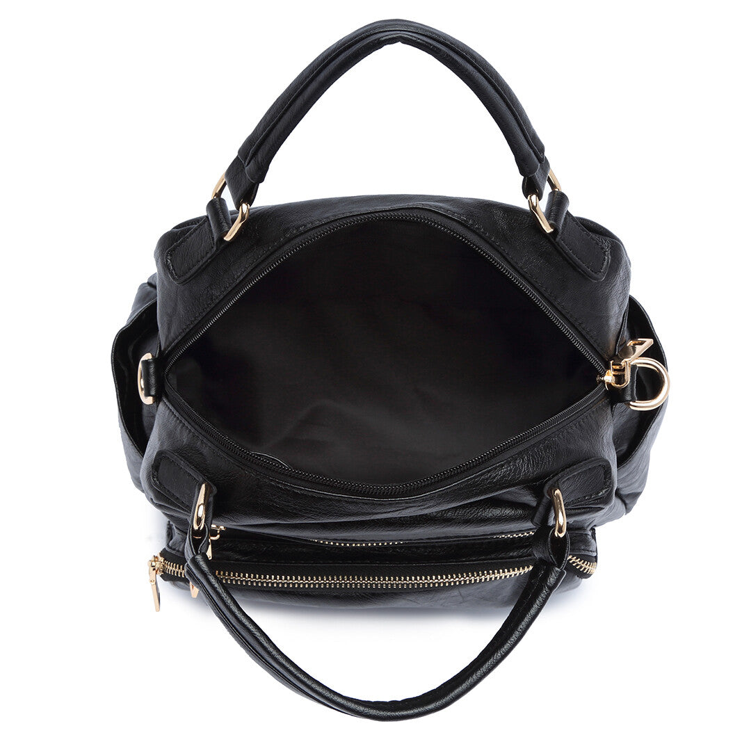 Chic and Versatile Faux Leather Bowler Crossbody Bag for Effortless Style